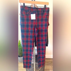 M 🔖 ZARA Plaid Navy Red Pant Leggings